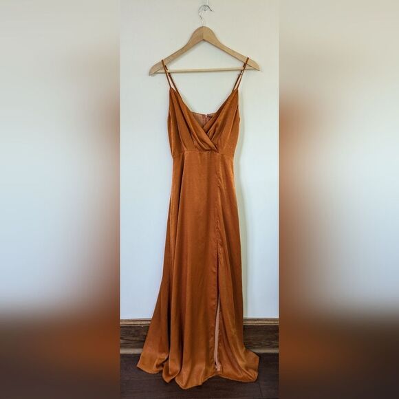 NWT Constantine Rust Orange Satin Maxi Dress - Picture 4 of 11